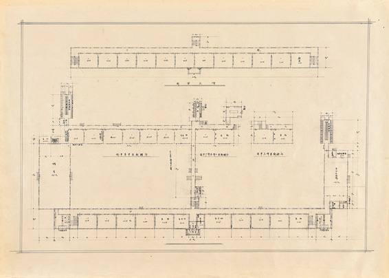 五戸町立五戸尋常高等小学校建築設計図・資料31点のうち校舎平面図（縮尺200分の1）