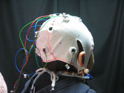 脳波用電極装着の様子