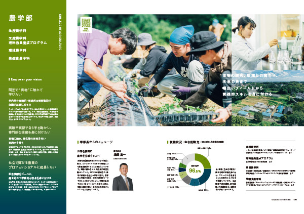 大学案内パンフレット(農学部抜粋)